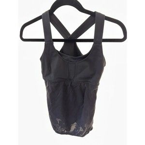 Lululemon‎ Womens Black Tank Top Small Black Padded Sports bra liner
